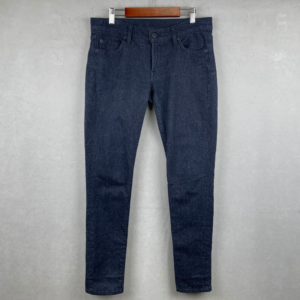 7 For‎ All Mankind Gwenevere Skinny Jeans Indigo Speckled Denim 27 Low Rise USA